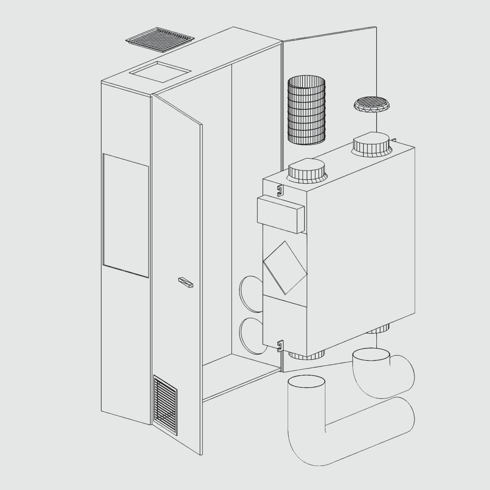 HELTY FLOW 800 STEEL - MONTAJ TAVAN SAU PERETE ( 800 mc/h)