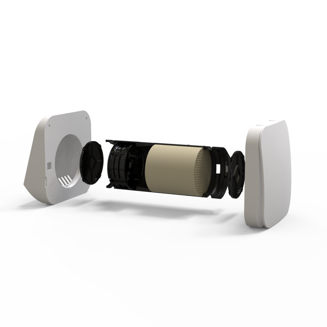 Recuperator de caldura BSK, Zephyr Mini, ceramic, flux alternativ, 4 moduri functionare, 2 filtre G3, lungime tub 250-500mm,  Ø94, gura de montare Ø110