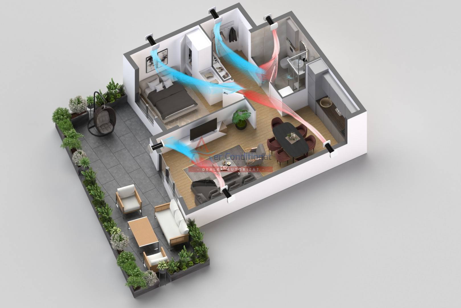 Recuperator de caldura BSK, Zephyr Mini, ceramic, flux alternativ, 4 moduri functionare, 2 filtre G3, lungime tub 250-500mm,  Ø94, gura de montare Ø110